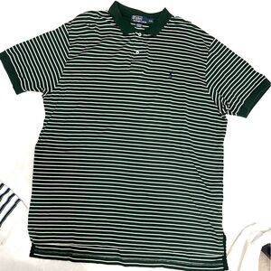 Ralph Lauren Forest Green Polo with White Stripes